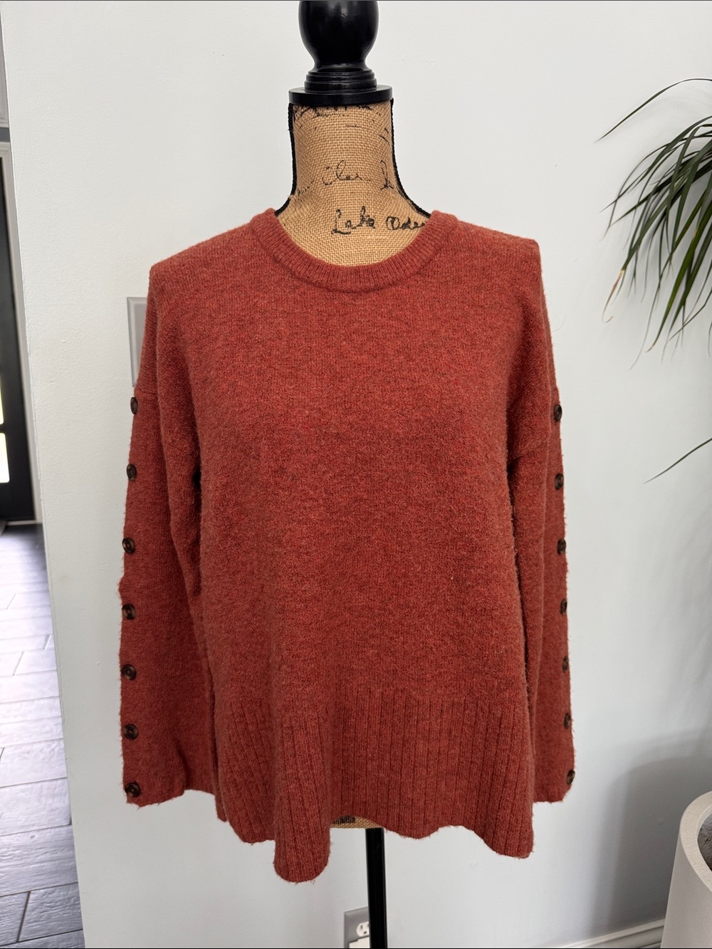 Soft Sweater with Button-Sleeve